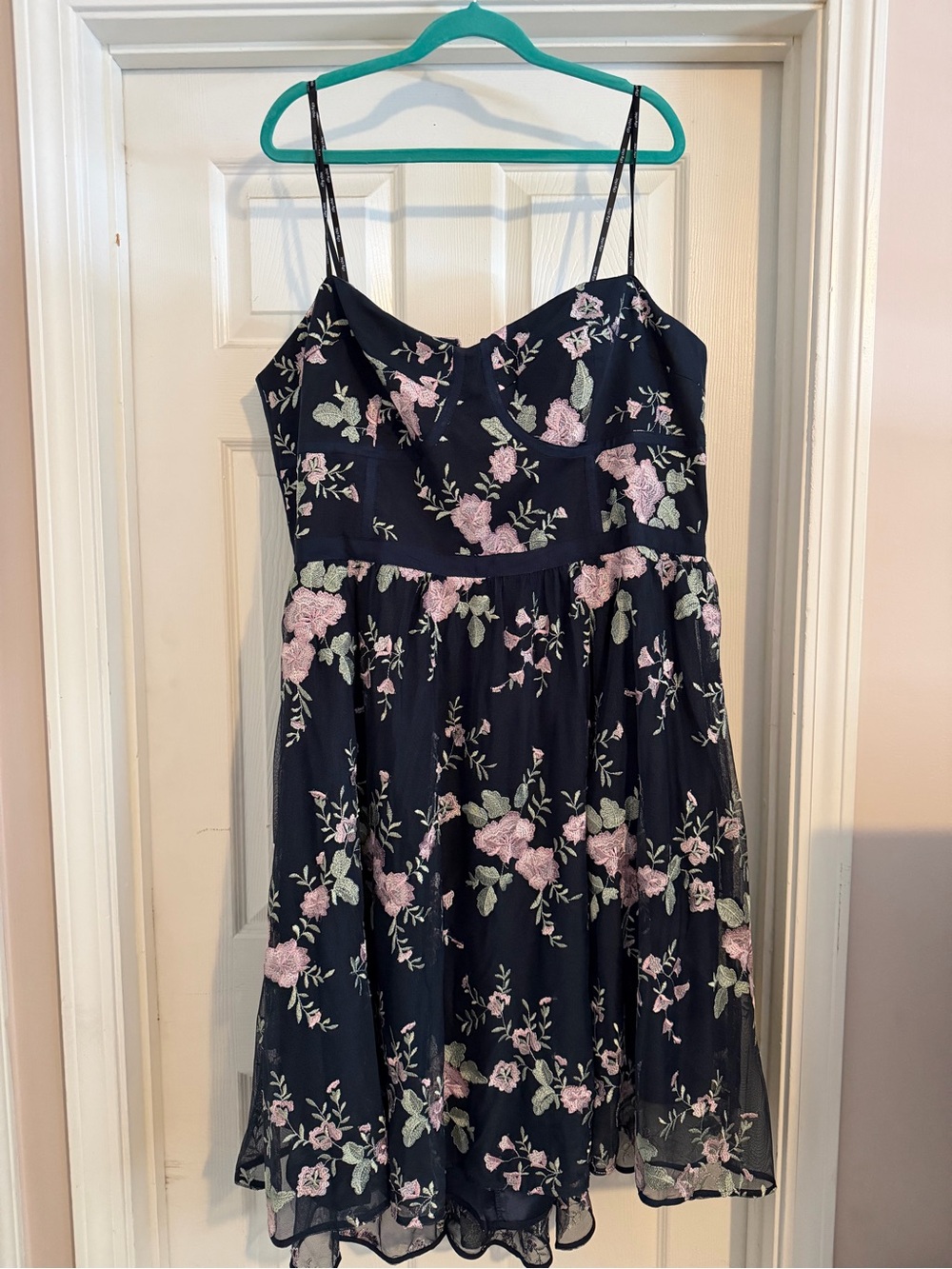 City Chic Aphrodite Navy Floral Embroidered Dress NWT